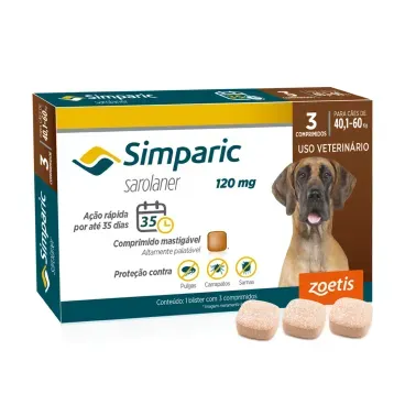 Antipulgas Simparic 120mg para Caes 40 a 60kg